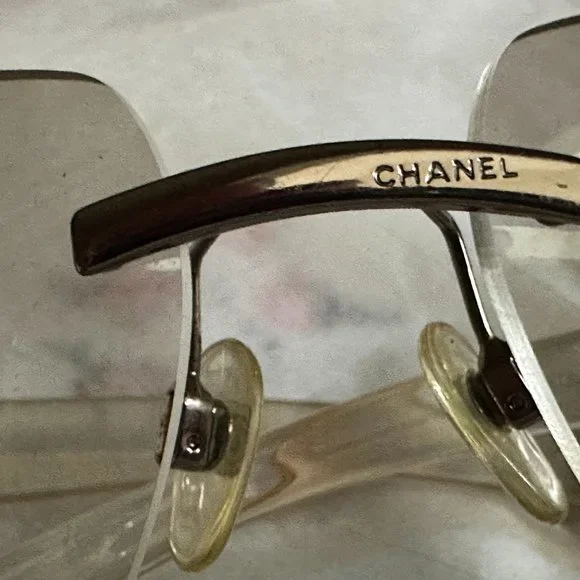 CHANEL Double CC Vintage Rare Silver Rimless Sunglasses - Picture 11 of 13